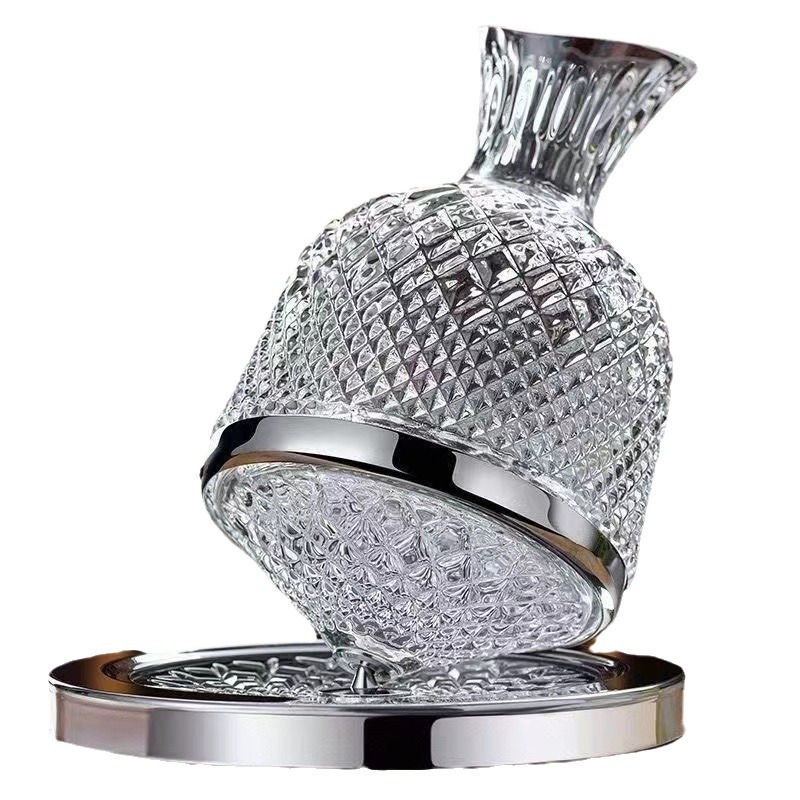 Crystal Glass Rotate Whiskey Wine Decanter Set With Stopper