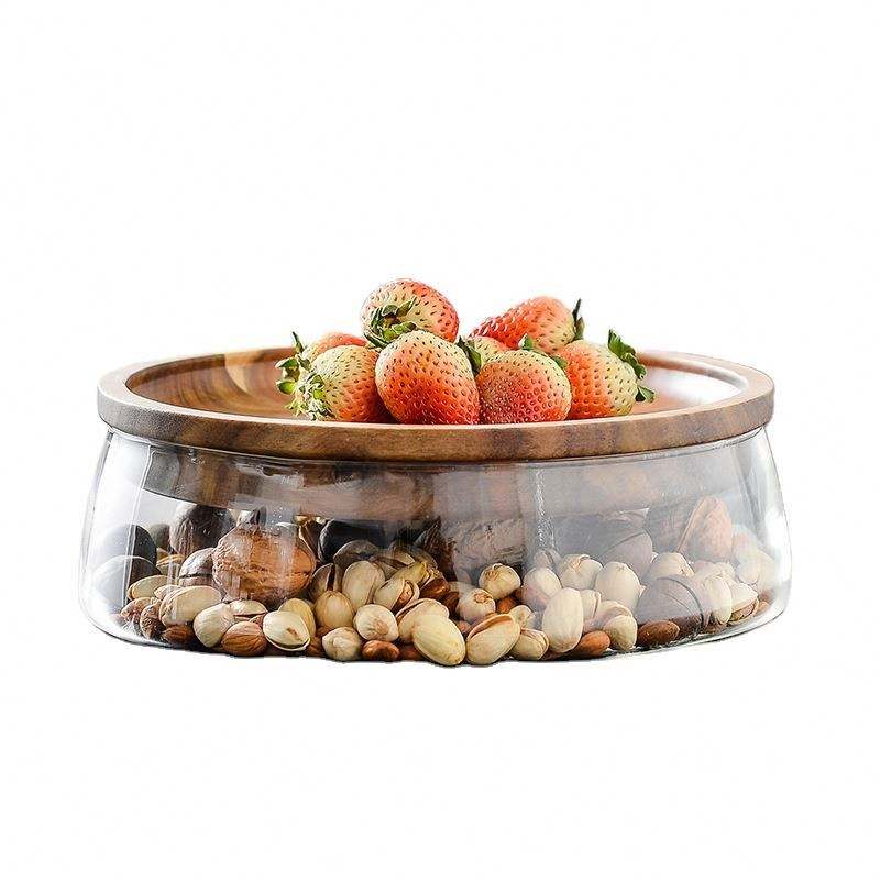 Decorative Tray Glass Food Storage Jars With Wooden Lids