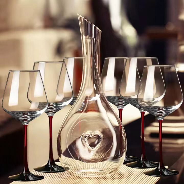 Crystal Set Cut Glass Wine Decanter For Home Bar Use