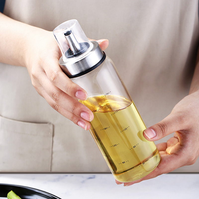 wholesale Olive Oil Dispenser Bottle Stainless Steel Oil Dispenser and Glass Olive Oil Container Bottle for BBQ Cooking