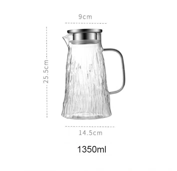 glass pitcher with spout and lid
