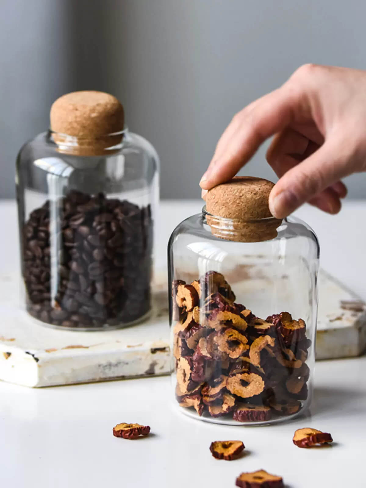Glass Pantry Storage Jars With Cork Lid