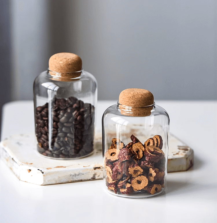 Glass Pantry Storage Jars With Cork Lid