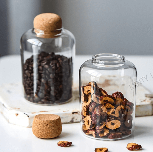 Glass Pantry Storage Jars With Cork Lid