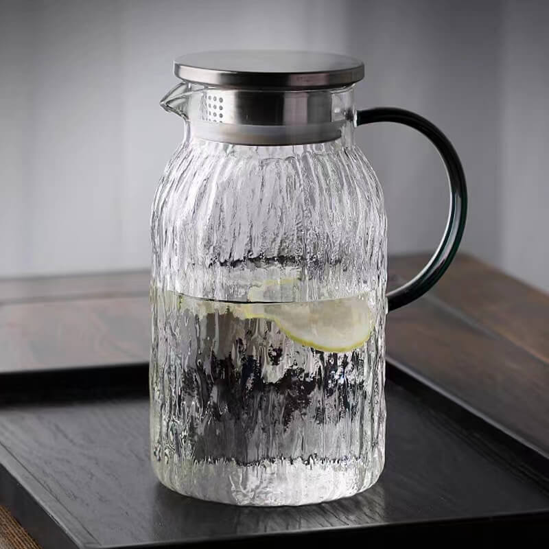 Heat Resistant Glass Iced Tea Vintage Jug With Lid
