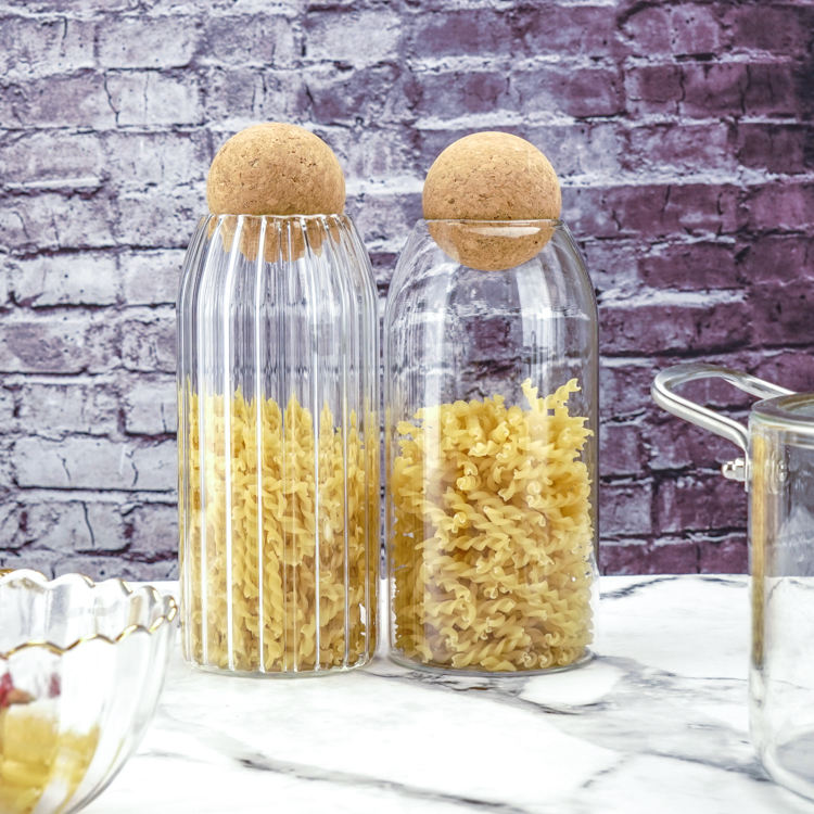 Large Borosil Glass Canister With Cork Lid