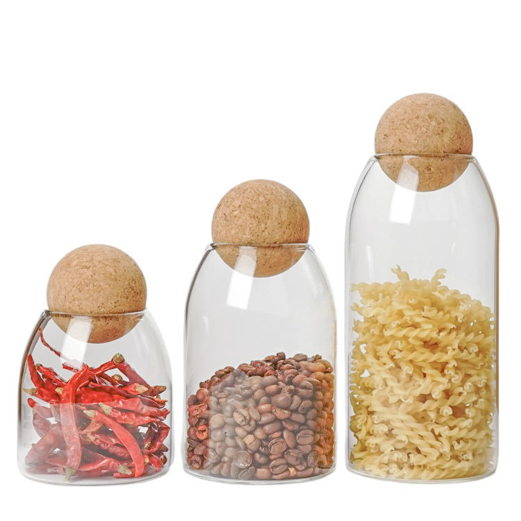 Large Borosil Glass Canister With Cork Lid
