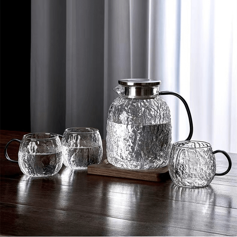 2 Litre Glass Tea Jug With Spout And Stainless Steel Lid