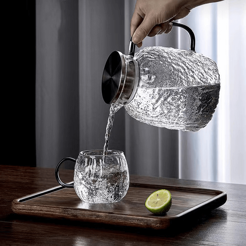 2 litre glass jug with stainless steel lid