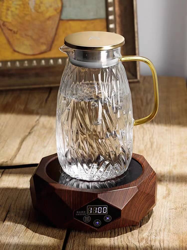 Cold Teapot Drinking Glass Water Pitcher With Stainless Steel Lid
