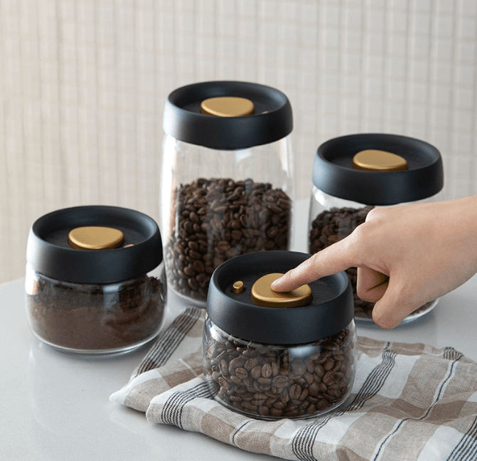 Kitchen Glass Vacuum Seal Containers With Black Lids