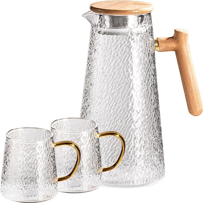 Heat Proof Large Glass Jug With Wooden Lid
