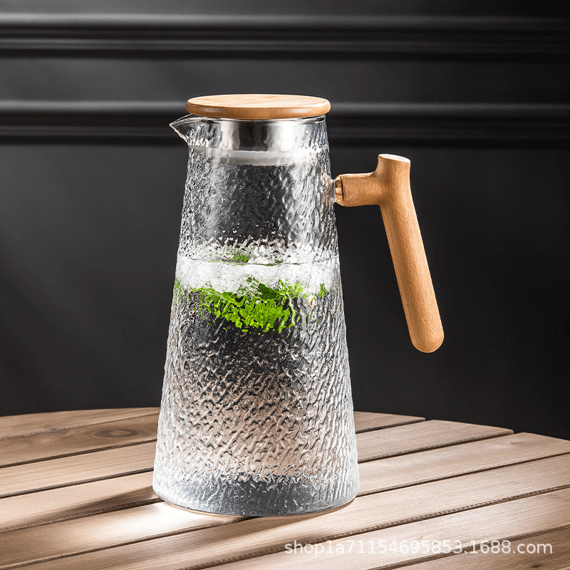 Heat Proof Large Glass Jug With Wooden Lid