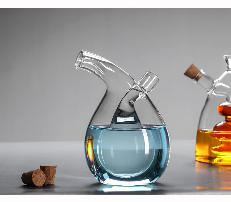 2 in 1 Double Spout And Chambers Cooking Wine Cruet Soy Sauce Dispenser Glass Olive Oil Vinegar Bottles
