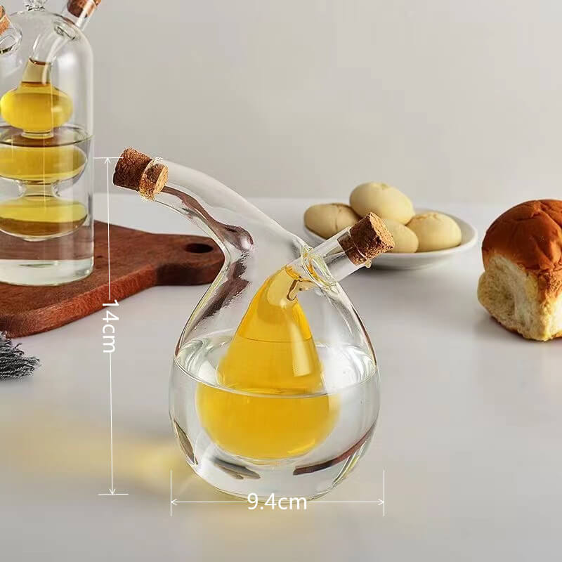 2 in 1 Double Spout And Chambers Cooking Wine Cruet Soy Sauce Dispenser Glass Olive Oil Vinegar Bottles