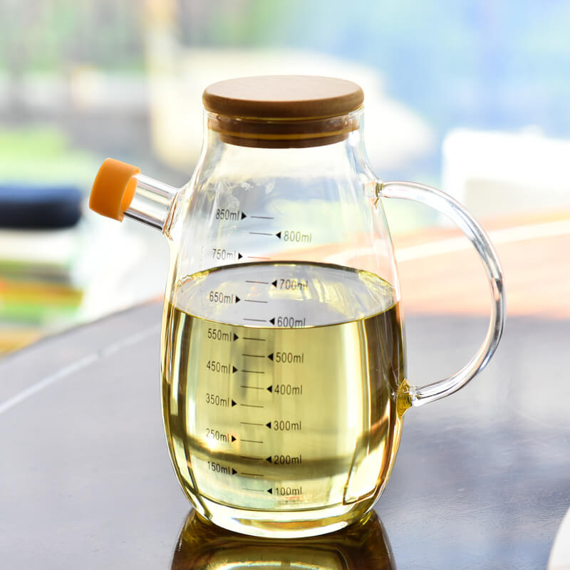 Cooking Oil Glass Bottle Edible Oil Pot Borosilicate Olive Oil Dispenser Vinegar Bottles For Kitchen Use Container With Lid