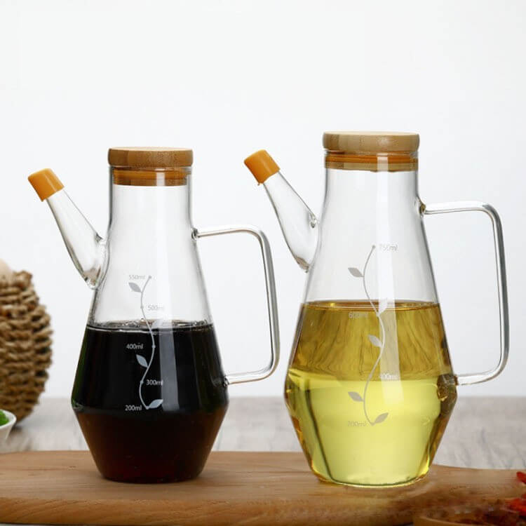 Cooking Oil Glass Bottle Edible Oil Pot Borosilicate Olive Oil Dispenser Vinegar Bottles For Kitchen Use Container With Lid