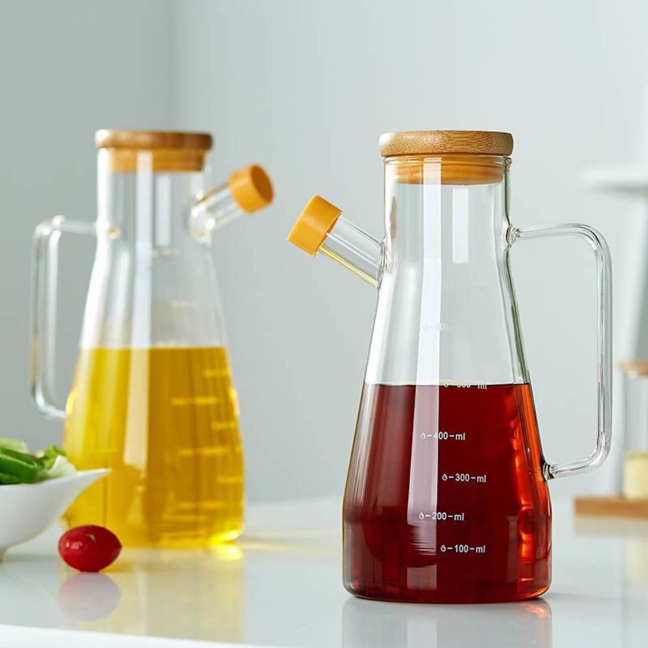 Cooking Oil Glass Bottle Edible Oil Pot Borosilicate Olive Oil Dispenser Vinegar Bottles For Kitchen Use Container With Lid