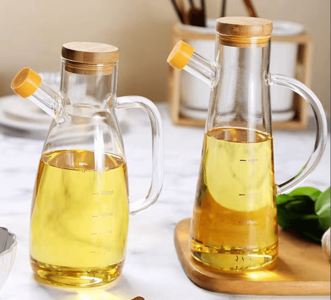 Cooking Oil Glass Bottle Edible Oil Pot Borosilicate Olive Oil Dispenser Vinegar Bottles For Kitchen Use Container With Lid