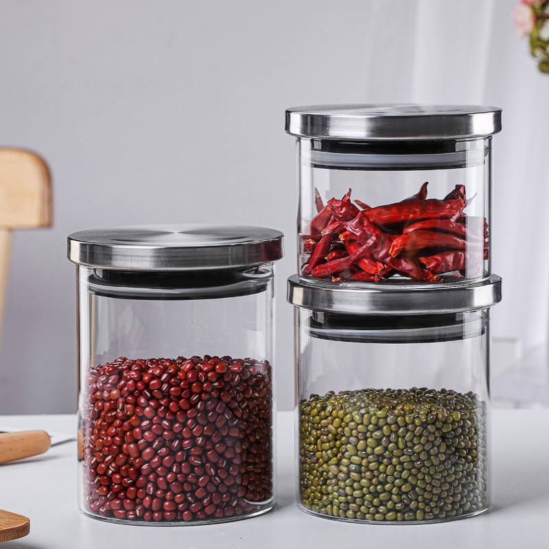 Airtight Glass Storage Jars With Stainless Steel Lids