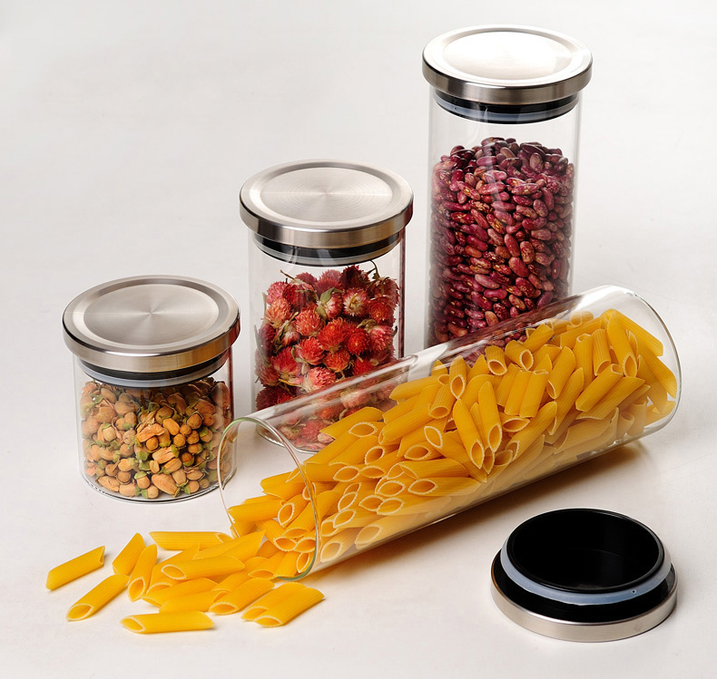 Airtight Glass Storage Jars With Stainless Steel Lids