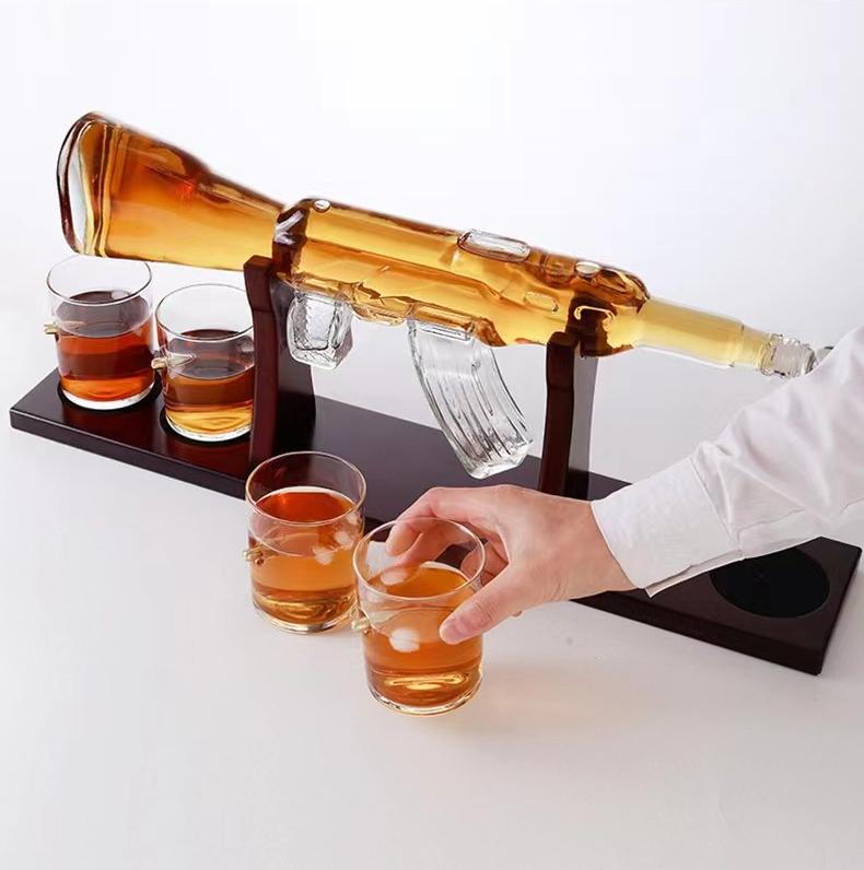 AK Gun Glass Whiskey Decanter Set With Glasses Set And Base