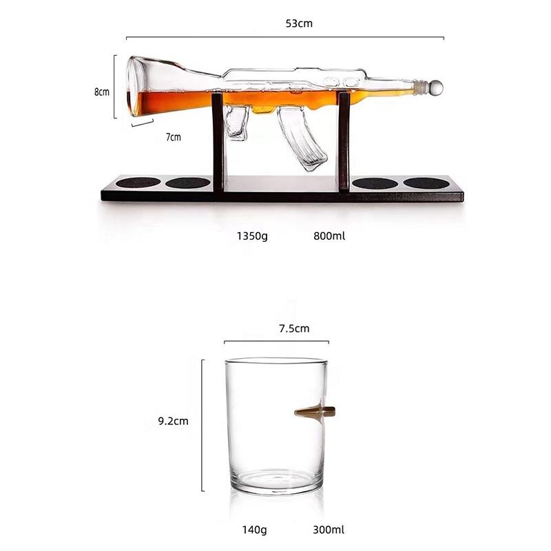 AK Gun Glass Whiskey Decanter Set With Glasses Set And Base