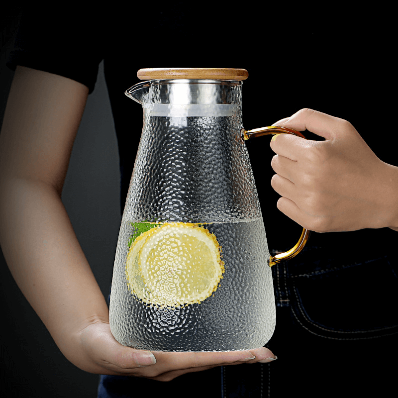 glass water jug with handle