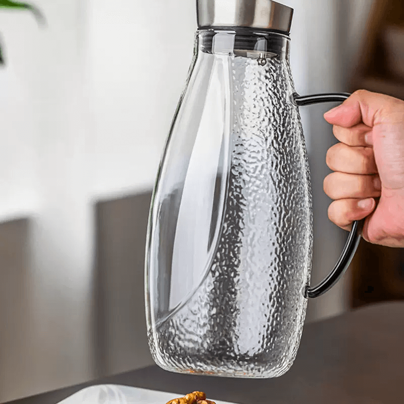 2 Litre Large Glass Water Beverage Jug With Lid Spout