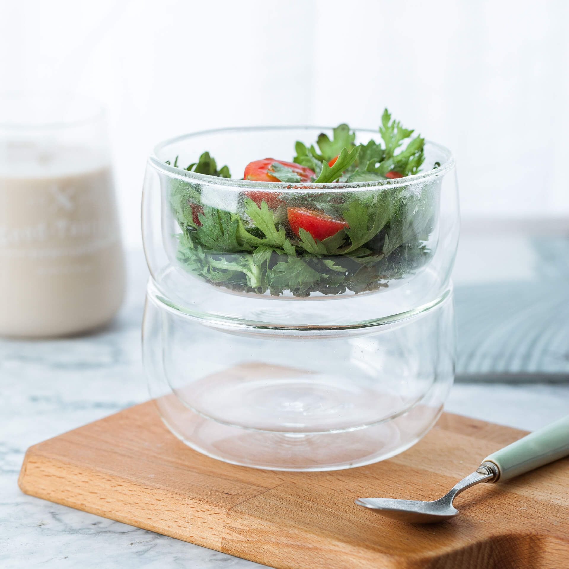 Glass bowl dessert bowl transparent heat insulation