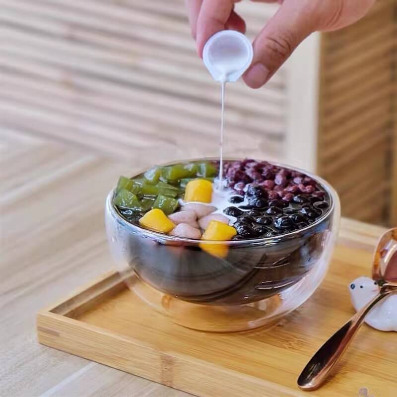 Clear fruit salad bowl Household high borosilicate glass tableware container double thickened glass bowl