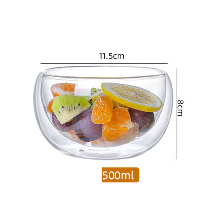 Clear fruit salad bowl Household high borosilicate glass tableware container double thickened glass bowl
