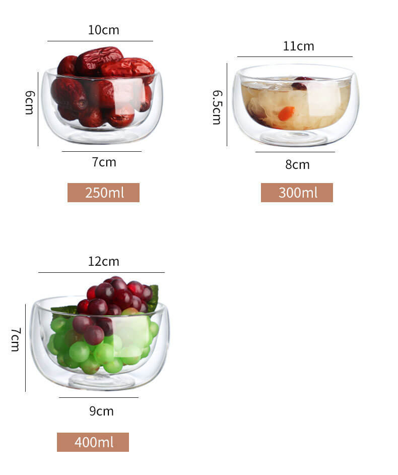 Clear fruit salad bowl Household high borosilicate glass tableware container double thickened glass bowl
