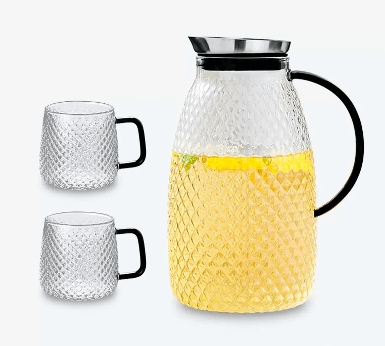 fancy glass pitcher with lid