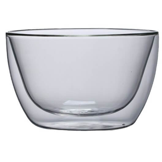 Factory Supply high temperature resistant double layer glass bowl borosilicate glass tableware fruit salad bowl