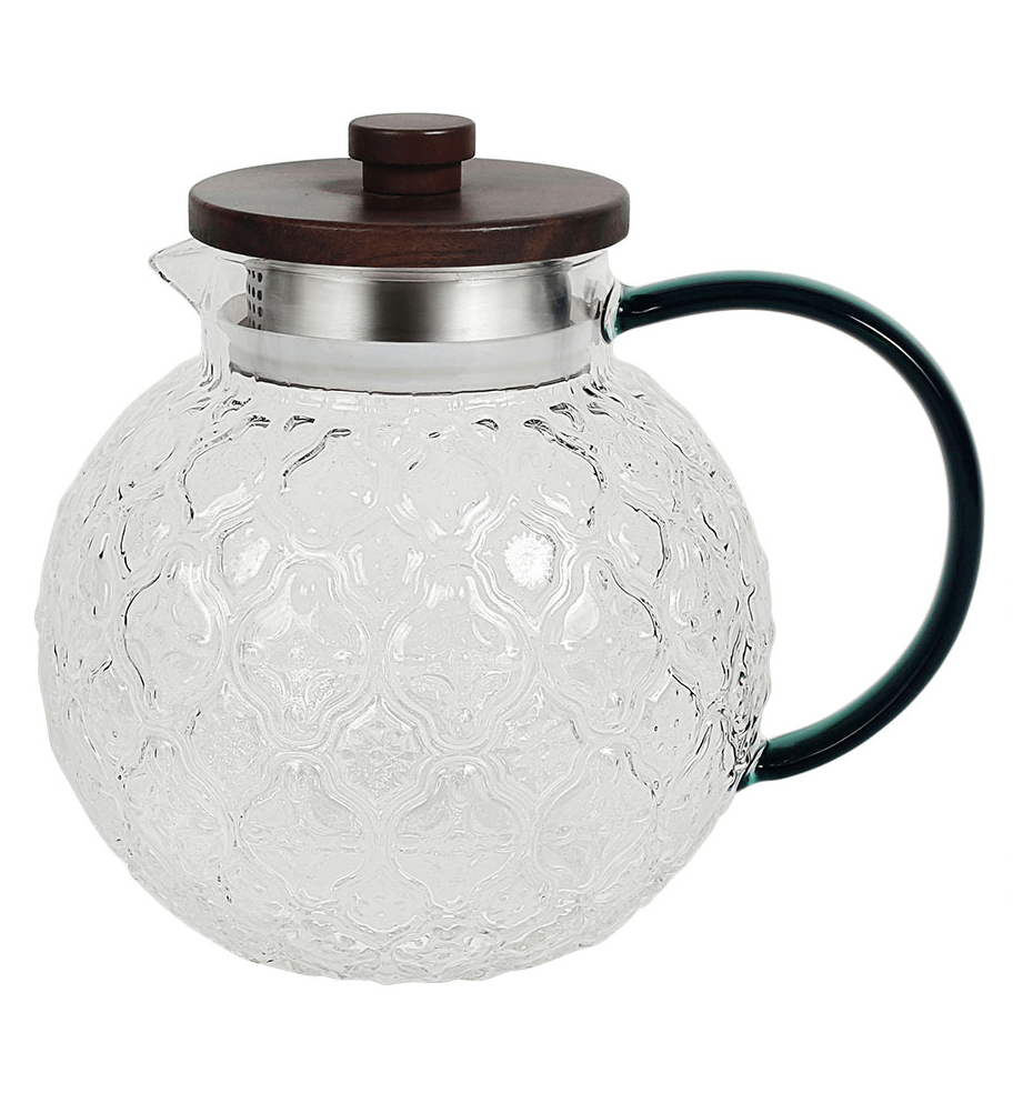 Round Glass Water Serving Pitcher With Handle