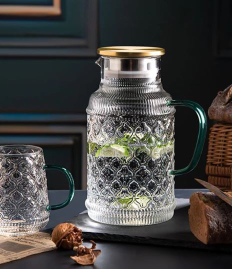 Personalized Glass Water Pitcher With Stainless Steel Filter Lid