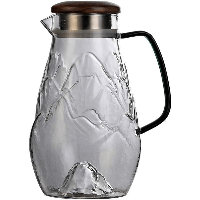 Clear Borosilicate Glass Water Pitcher With Wooden Lid