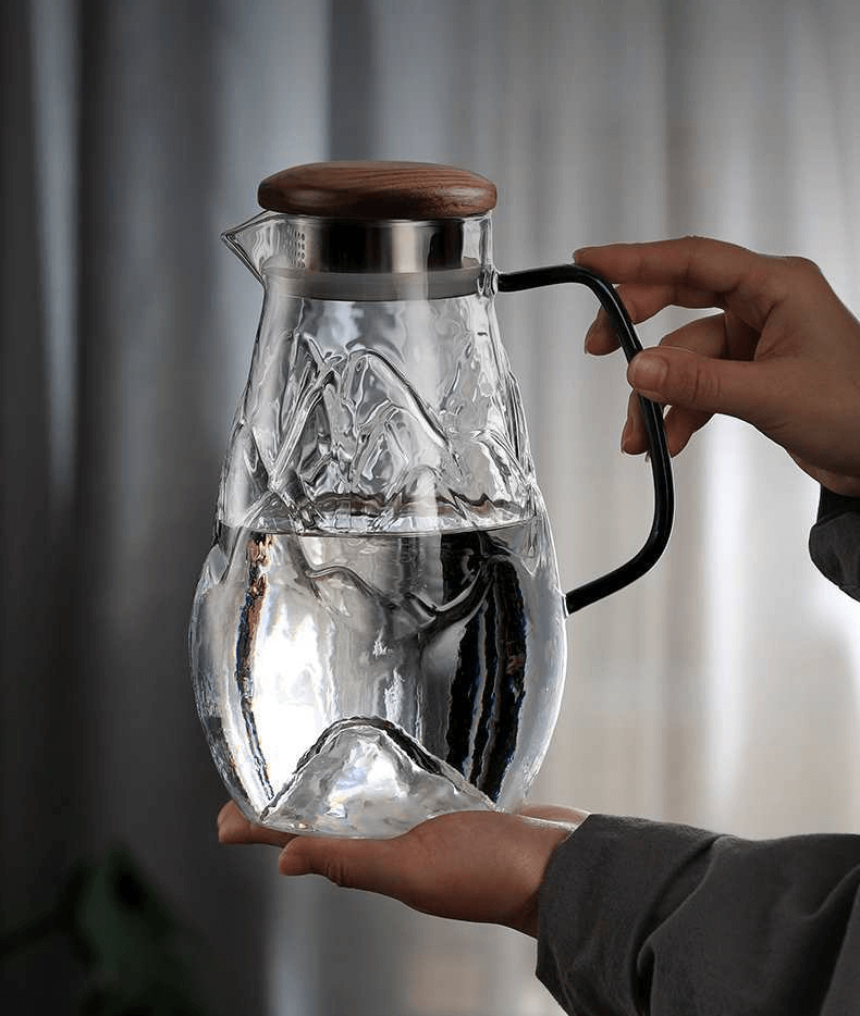 glass tea pitcher with wooden lid glass tea pitcher with wooden lid