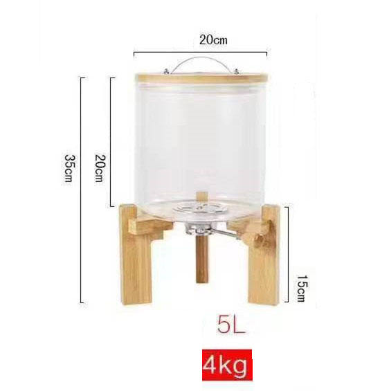 5L 8L Airtight Automatic Glass Rice container Dispenser Glass Storage jar with Bamboo Lid For Kitchen Pantry