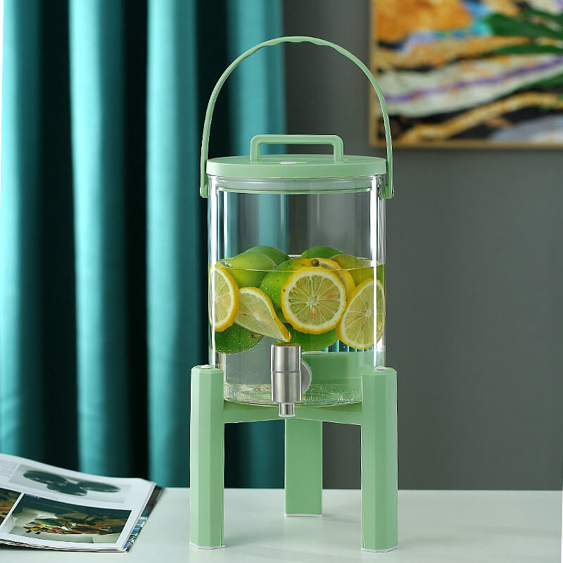 Cold tea fruit container for glass water dispenser with tap