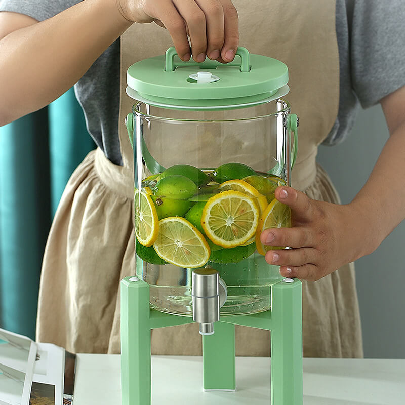 glass drink dispenser with metal spigot glass drink dispenser with metal spigot