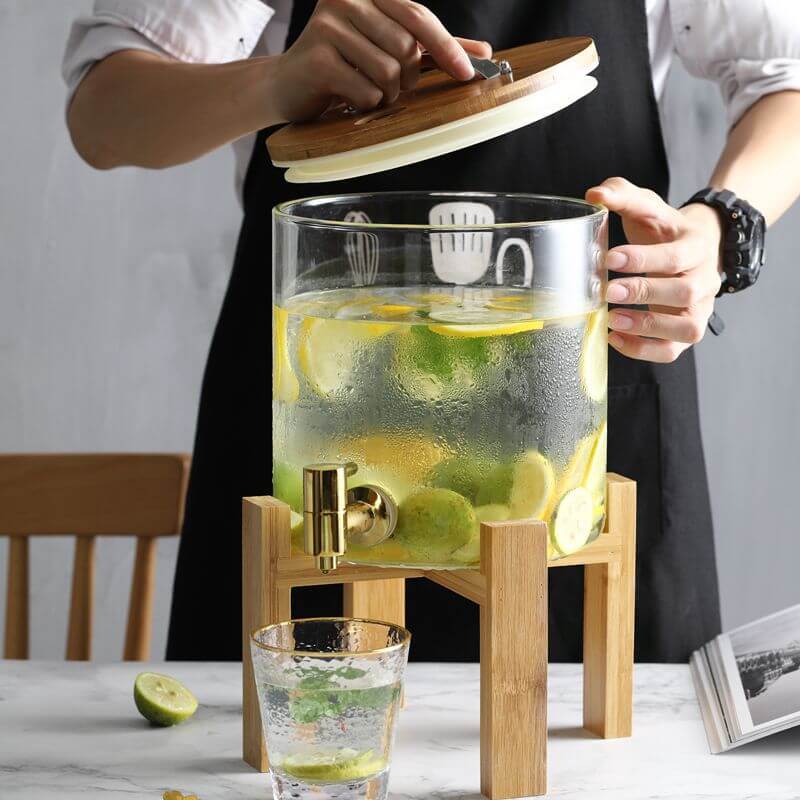 glass drink dispenser with stainless steel spigot glass drink dispenser with stainless steel spigot