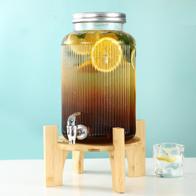 hot sale wholesale clear glass dispenser beverage jar with metal screw lid for wedding party hotel