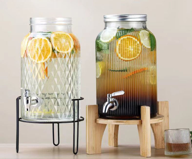 hot sale wholesale clear glass dispenser beverage jar with metal screw lid for wedding party hotel