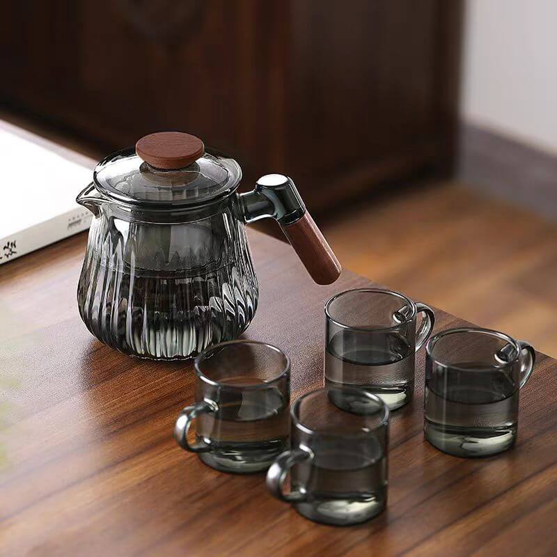 600ml Grey Glass Teapot With Glass Infuser