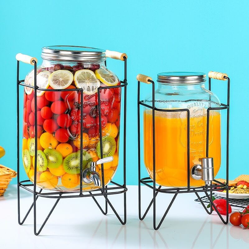 Juice Dispenser with Filter Alcohol Dispenser Clear Glass Big Volume Cover Stocked Beverage Dispenser