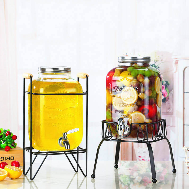 Juice Dispenser with Filter Alcohol Dispenser Clear Glass Big Volume Cover Stocked Beverage Dispenser