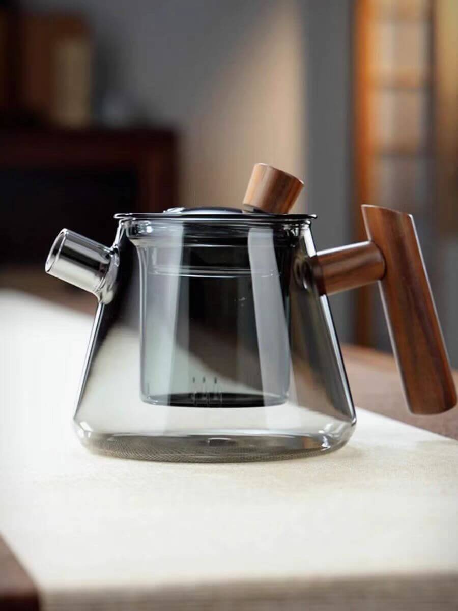 Small Blown Borosilicate Glass Tea Kettle Teapot