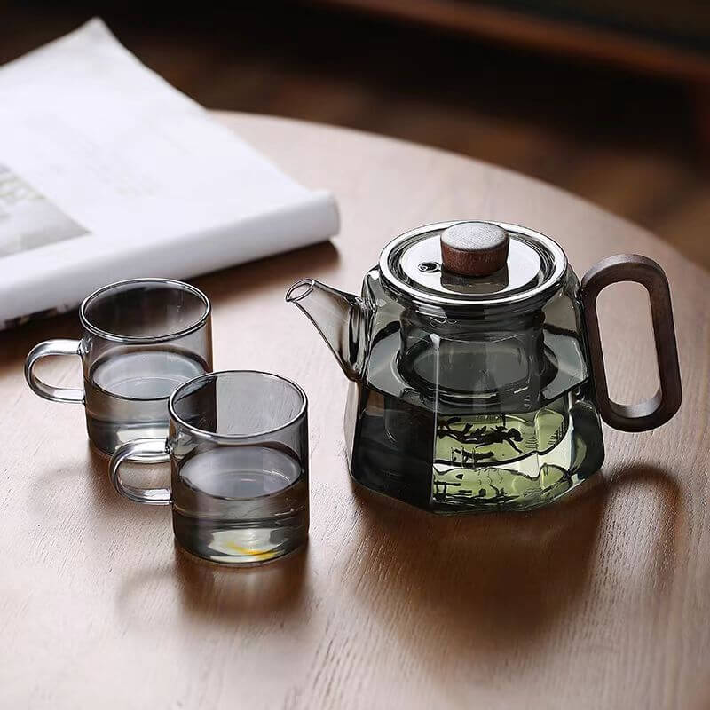 Vintage Grey Glass Teapot For One